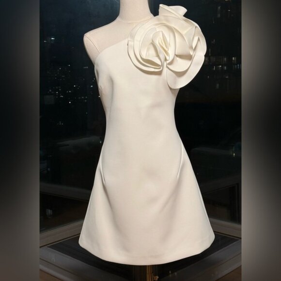 🆕 ACLER 🧿 NWOT Turflea One Shoulder Mini Dress, Ivory - Sz AU 14 US 10 - Picture 10 of 16